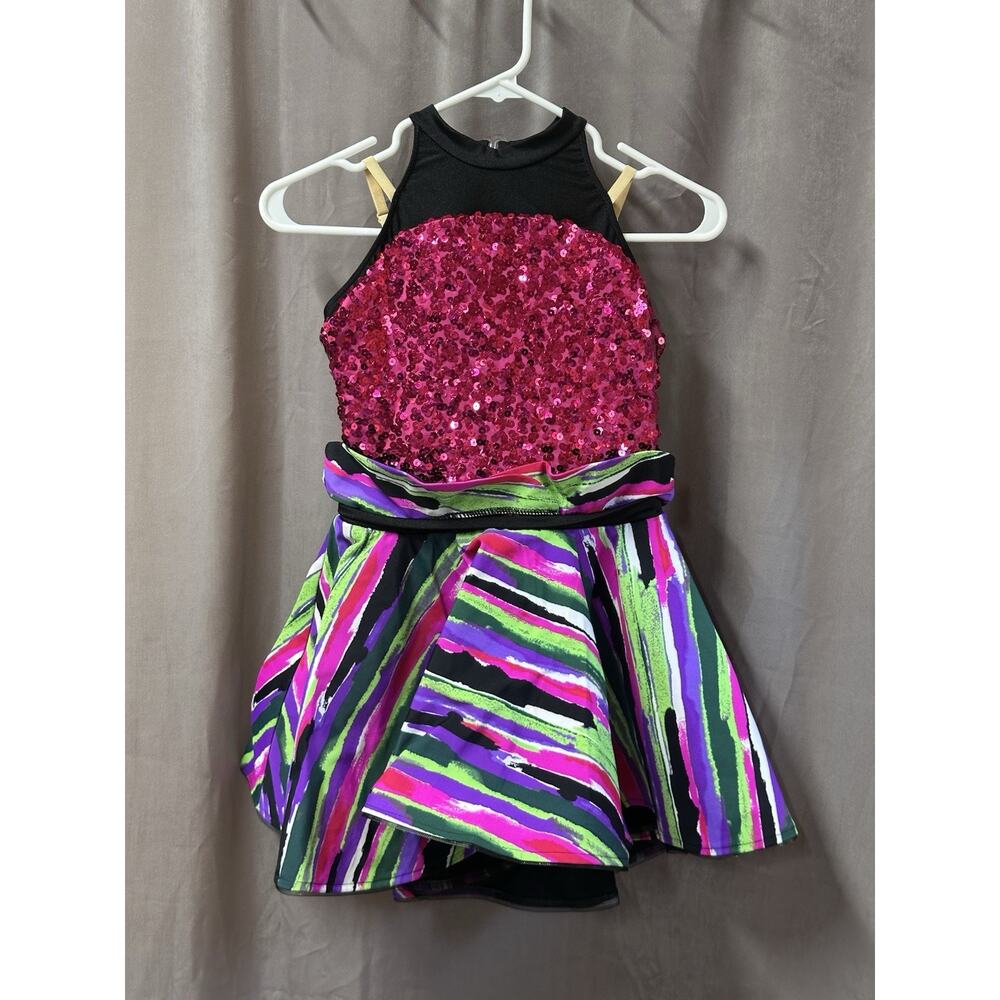 Revolution Dancewear Costume Vibrant colors Pink Size Large Child LC Pink Sequin